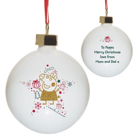 Personalised Peppa Pig Glitter Bauble £12.99